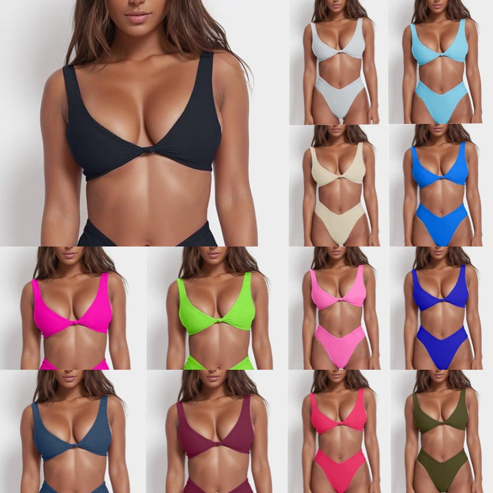 Damer Højt skåret bikini med elegant knudeområde Skovae