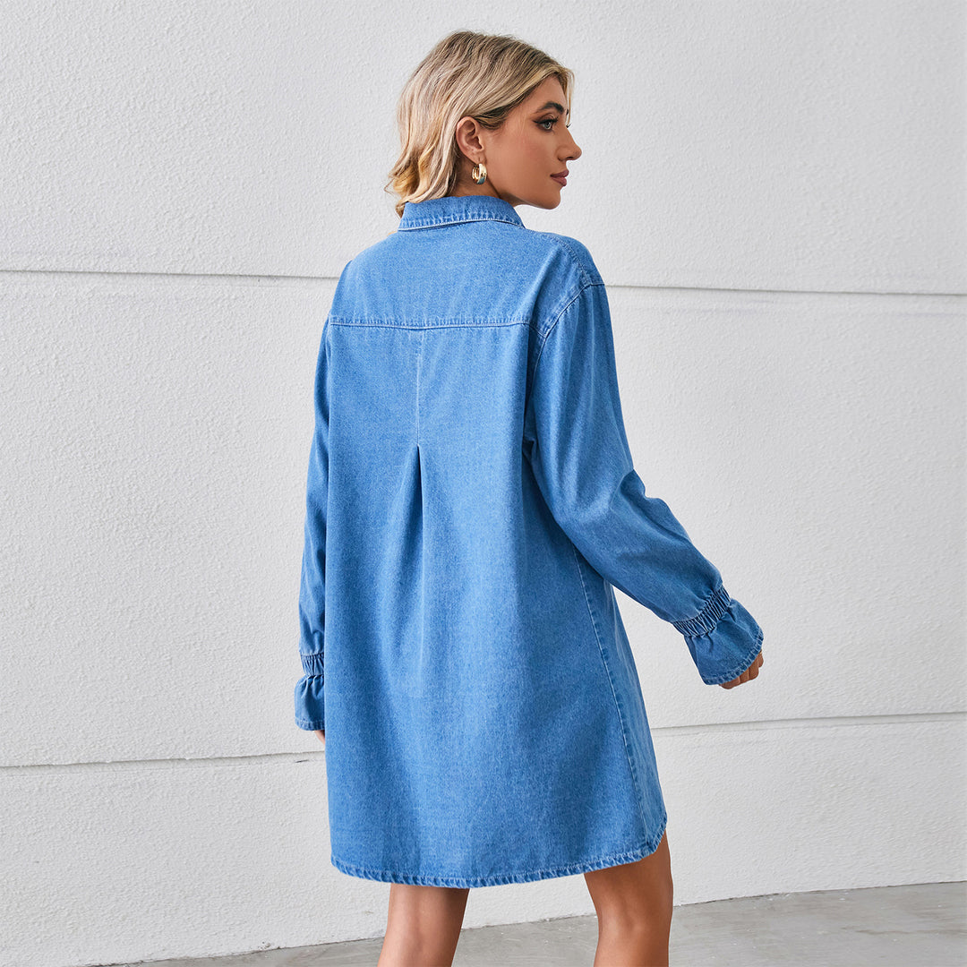 Dame Denim Skjortekjole Stilla