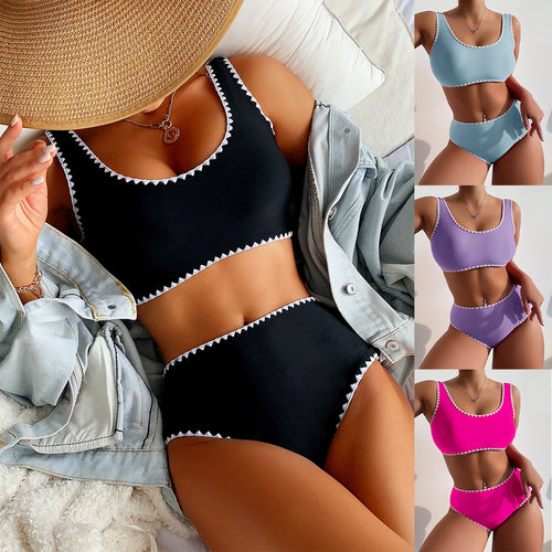 Dame Bikini-sæt med fashionable zigzag-detaljer og komfortabel pasform Stilla