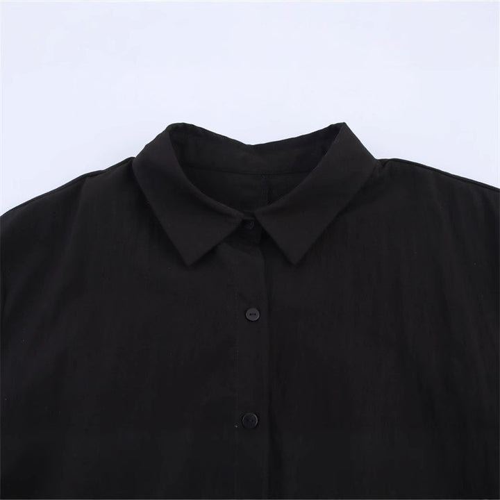 Femme Cropped Button-Down Shirt med Oversized Ærmer Stilla