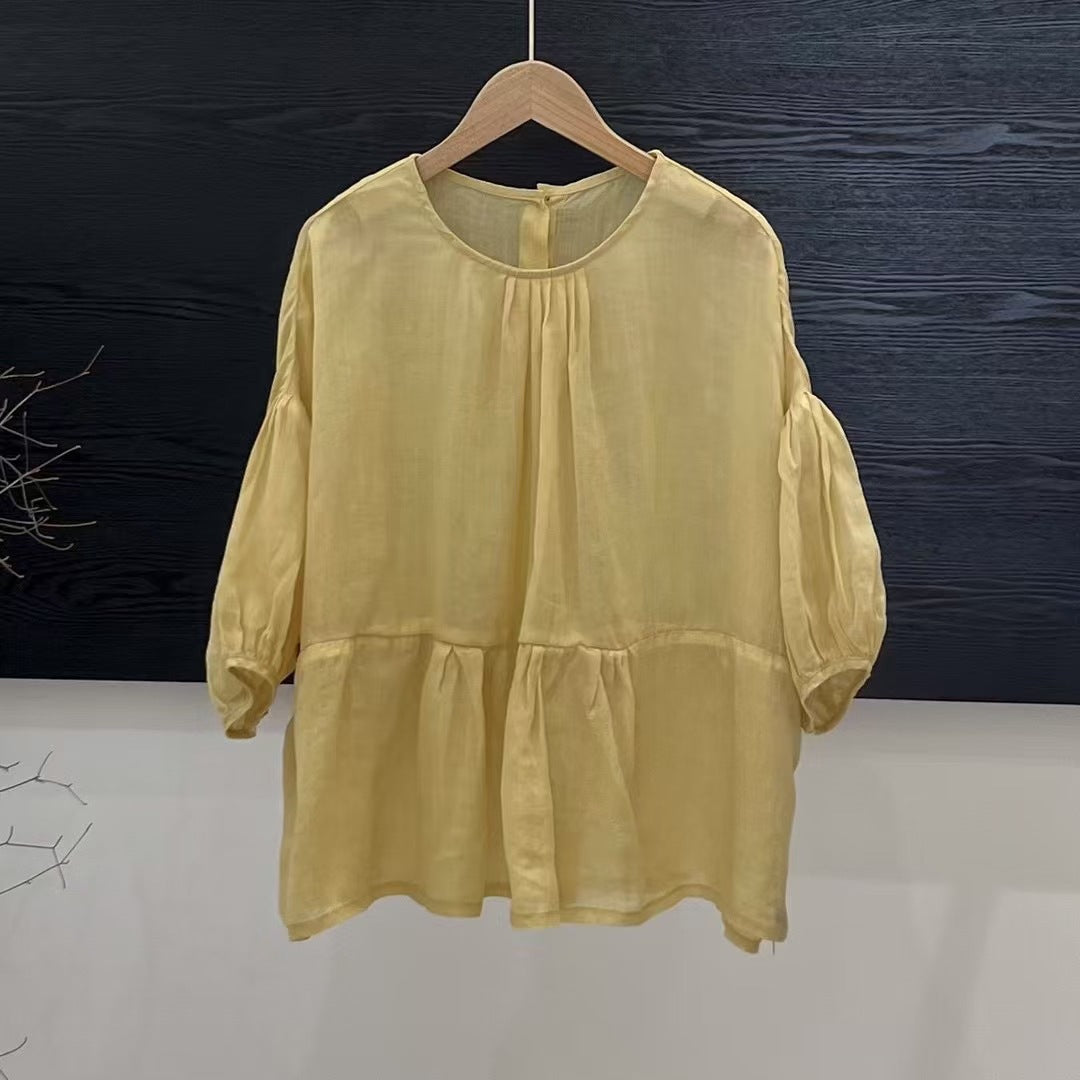 Femme Letvægts Peplum Bluse Stilla
