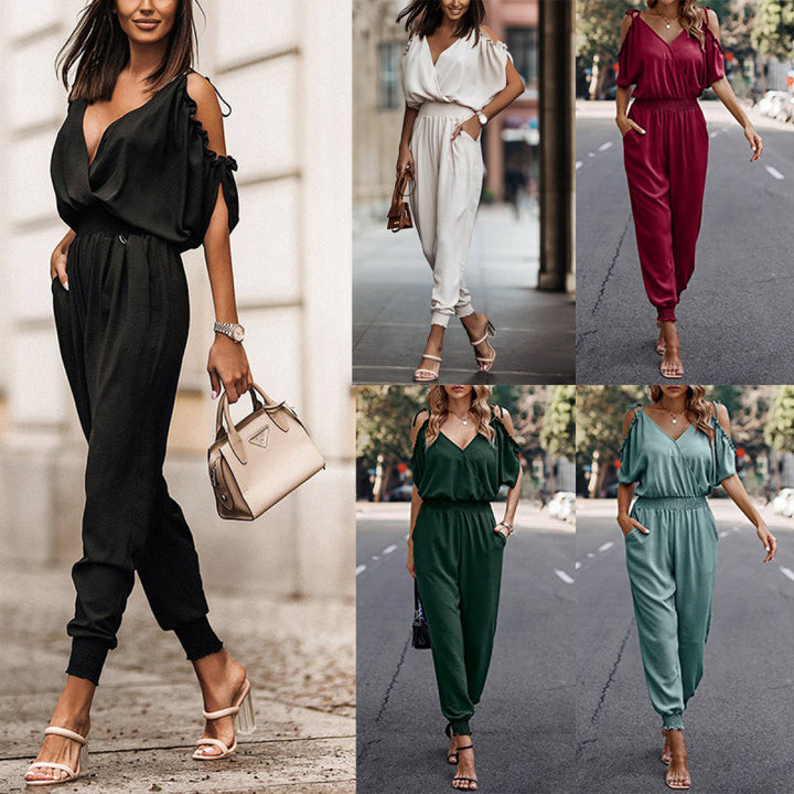 Femme Stilfuld Cold-Shoulder Jumpsuit med lommer Stilla