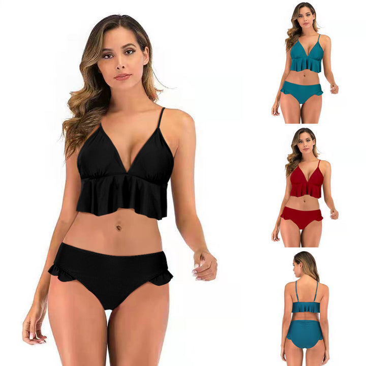 Dame bikini-sæt med voluminøs flæse og justerbare stropper Stilla