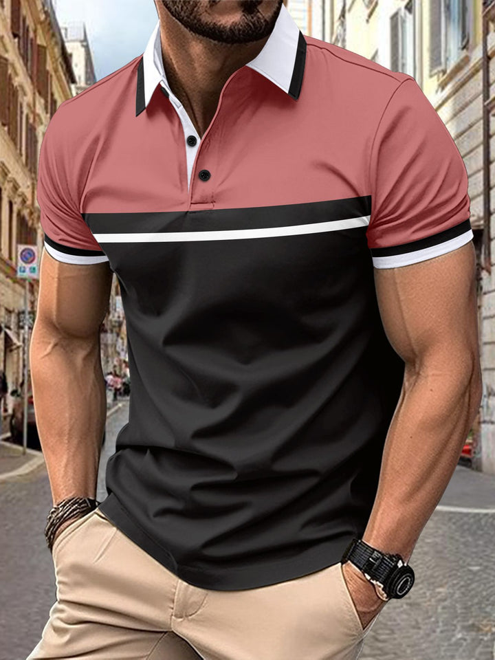 Herre polo t-shirt med stilfuldt farveblokdesign og kontrasterende accenter Stilla