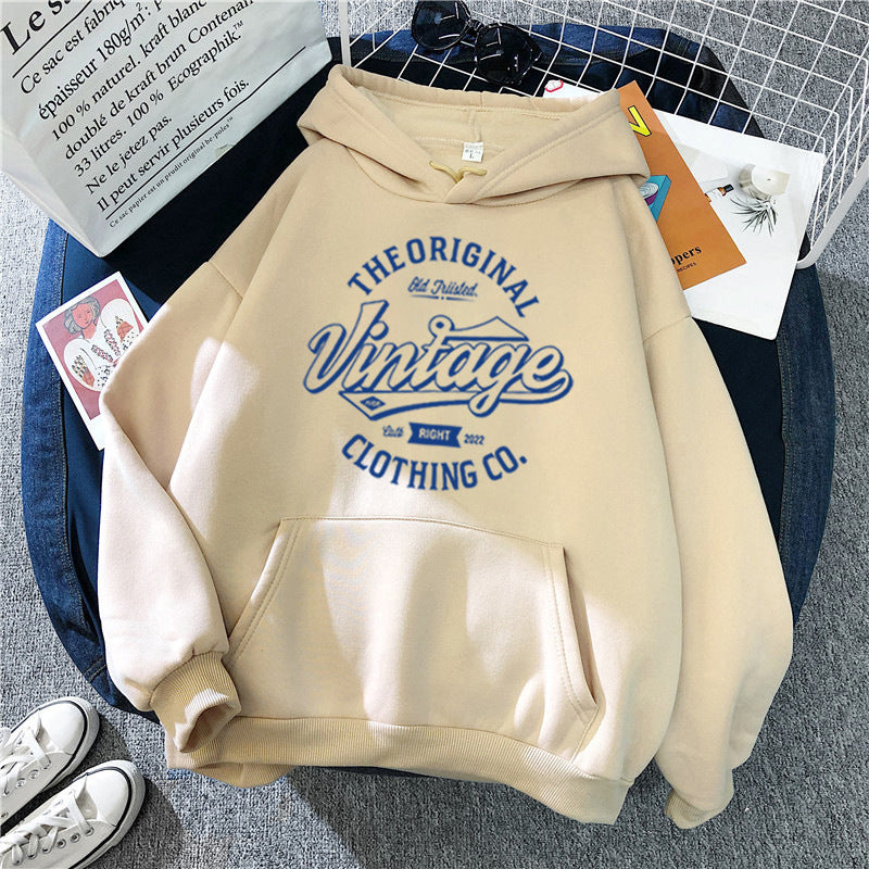 Dame hoodie med vintage grafik Skovae