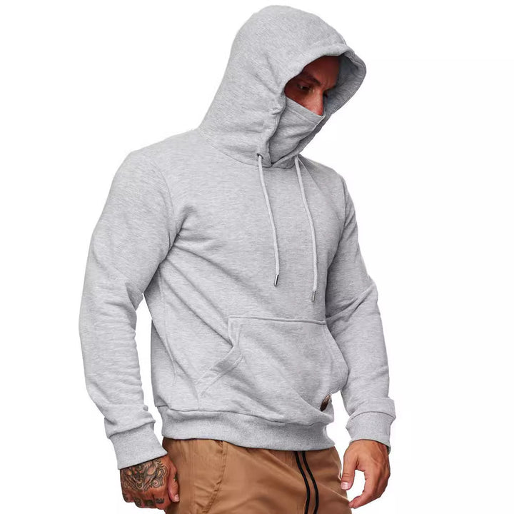 Herrer Hoodie med integreret ansigtsschutz og praktisk kængurulomme-design Stilla