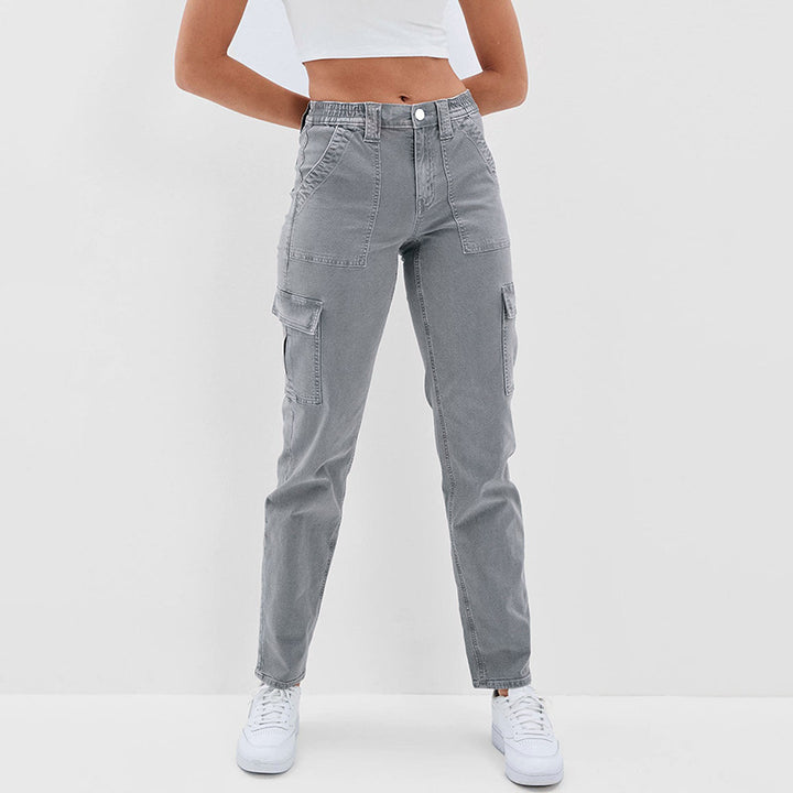 Dame Cargo-Jeans med praktiske sidelommer og moderne snit Stilla