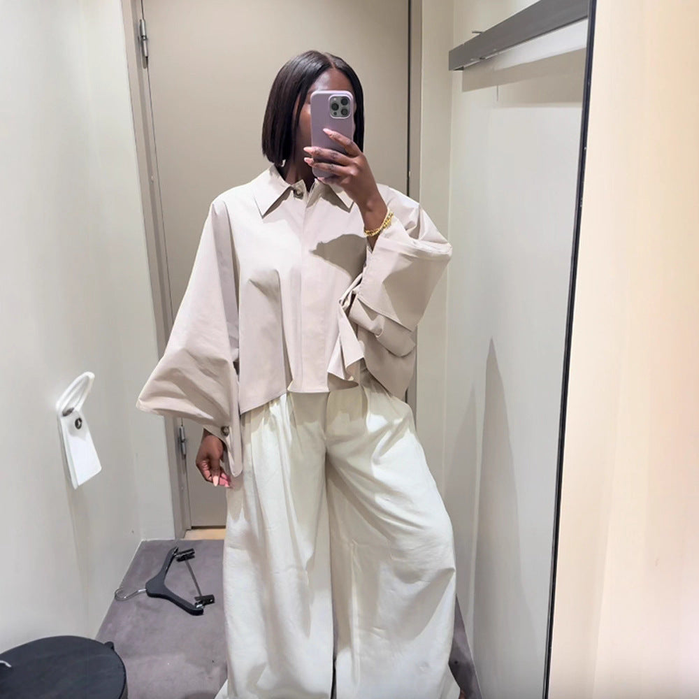 Dame Cropped Bluse med voluminøse ærmer Stilla
