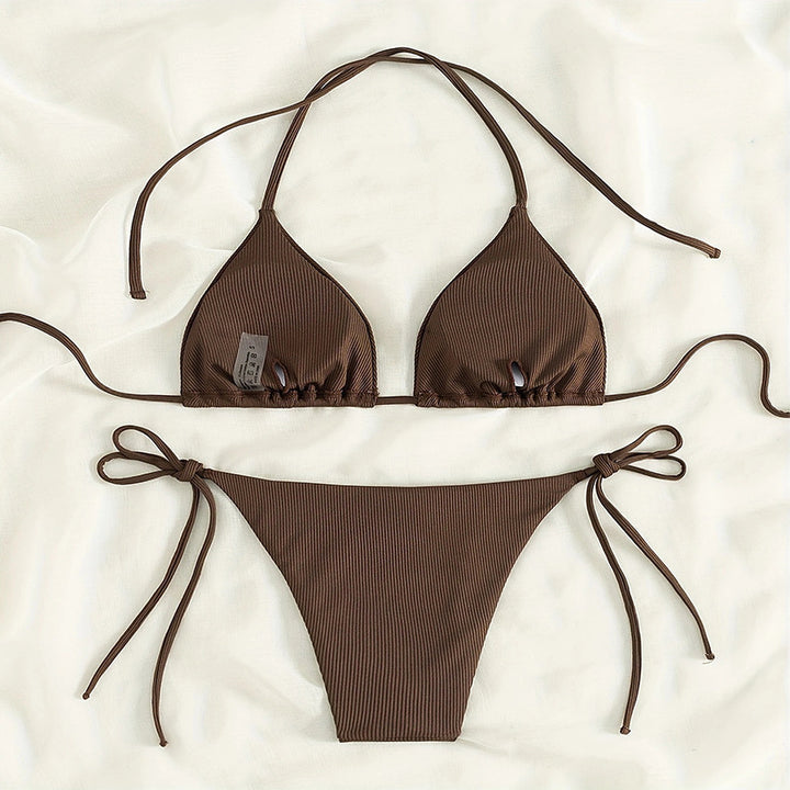 Dame Triangel-Bikini med raffineret ribdesign Skovae