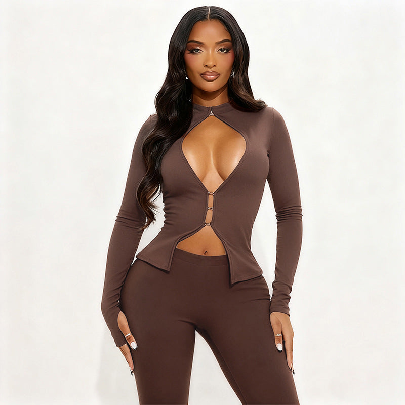 Dame Cut-Out Jumpsuit med elegant ståkrave og tætsiddende pasform Skovae