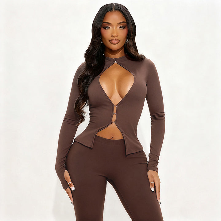 Dame Cut-Out Jumpsuit med elegant ståkrave og tætsiddende pasform Skovae