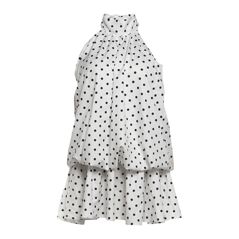 Damen Minikleid mit verspieltem Polka-Dot-Muster und elegantem Neckholder Skovae