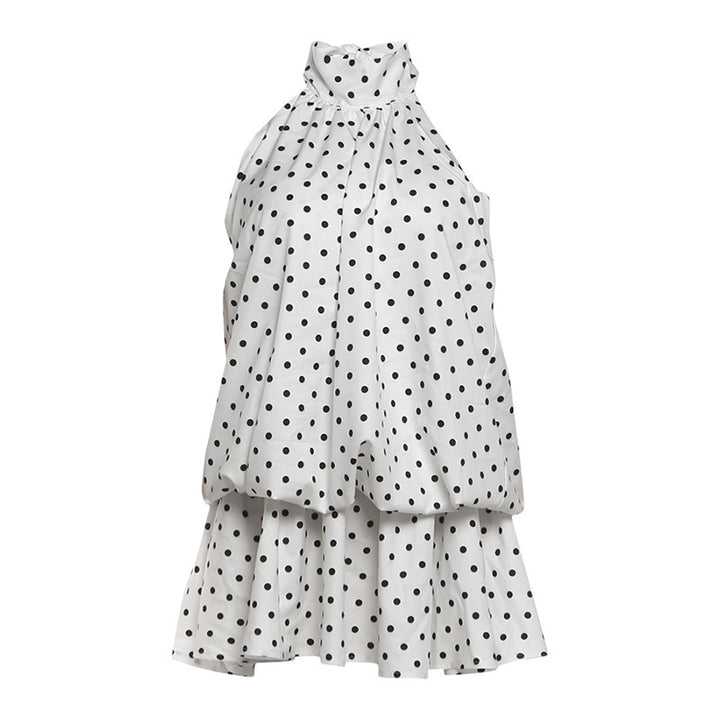 Damen Minikleid mit verspieltem Polka-Dot-Muster und elegantem Neckholder Skovae