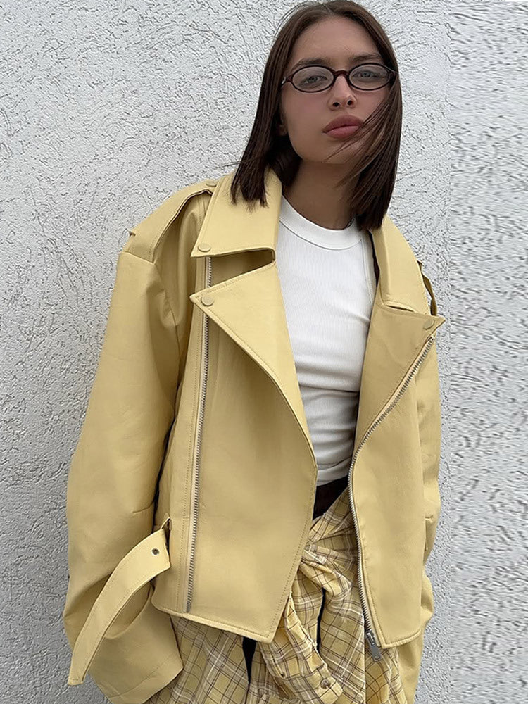Dame Oversized Bikerjakke med flatterende skæring Stilla