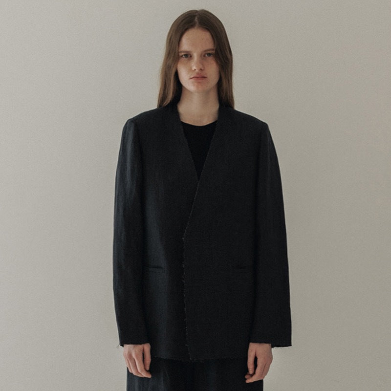 Kvinder Elegant og Casual Linned Blazer Uden Lukning Stilla