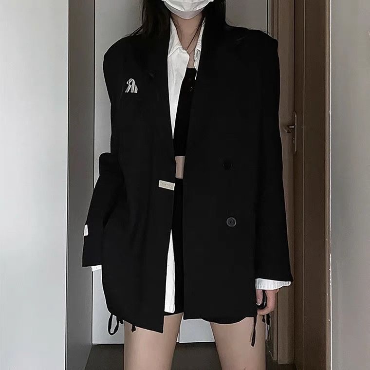 Dame Oversized Dobbeltbrystet Blazer med Moderne Detaljer Stilla