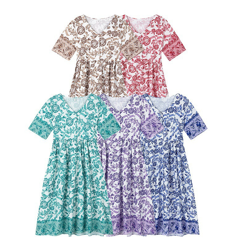 Dame Floral Print A-linie Sommerkjole Stilla