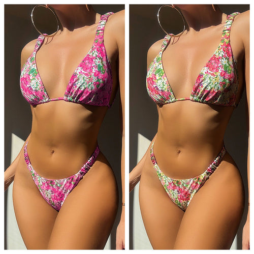 Dame Blomsterprint Triangel-Bikini Skovae