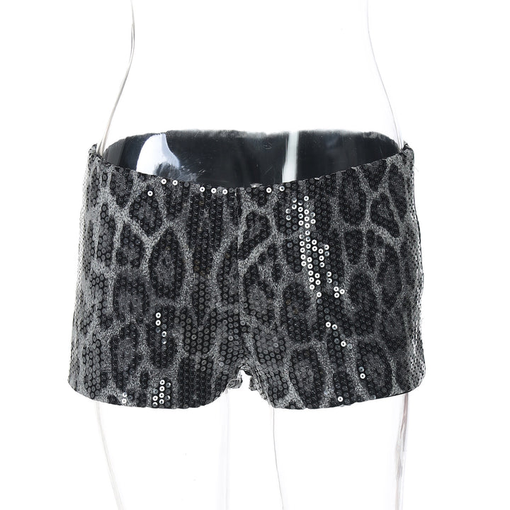 Dame Glamourøse Paillet-Shorts i Animal-Print Stilla