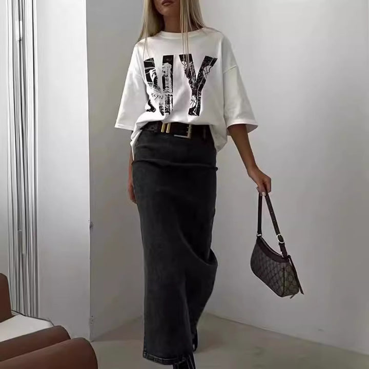 Dame Oversized T-shirt med urban grafiktryk Stilla