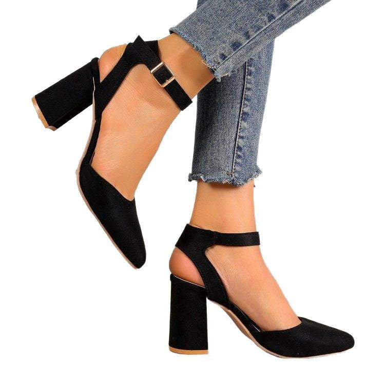 Dame elegante Slingback-pumps med blokhæl og justerbar rem Stilla