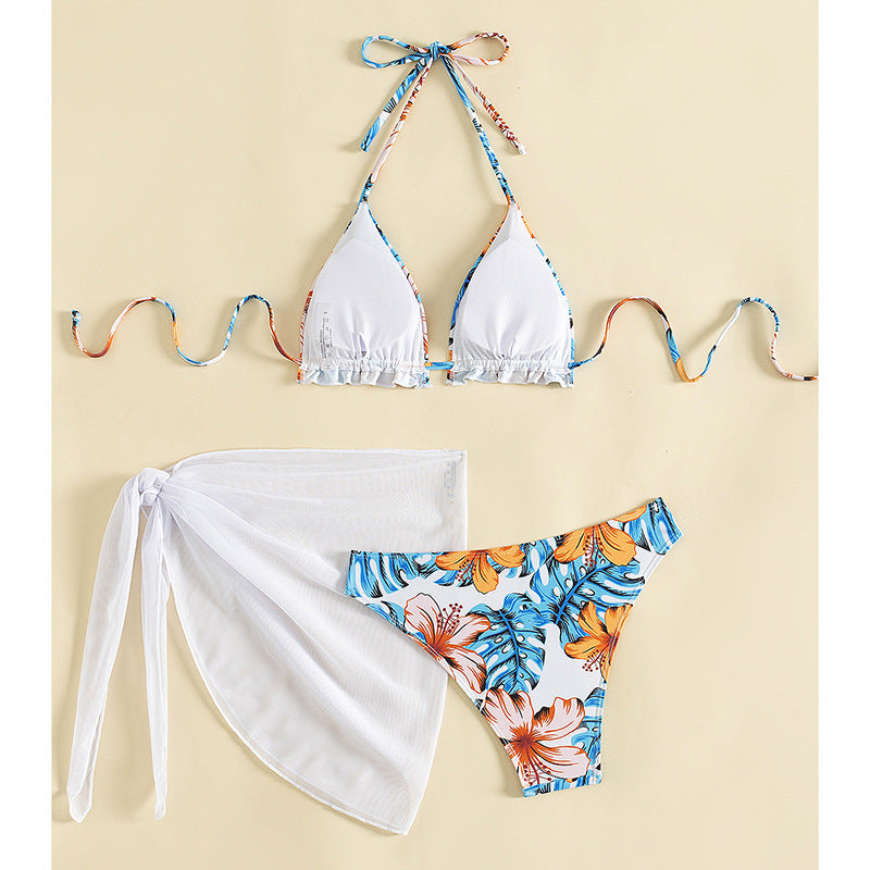 Dame Triangel-Bikini med justerbare stropper og flæse-detaljer Stilla