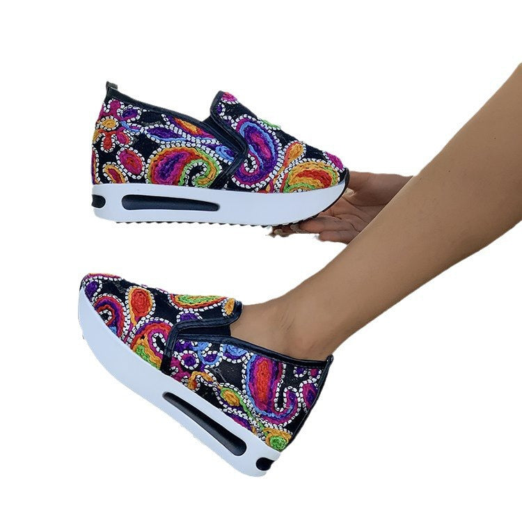 Dame Slip-On Sneakers i farverig Boho-stil med elastisk indtræk Stilla