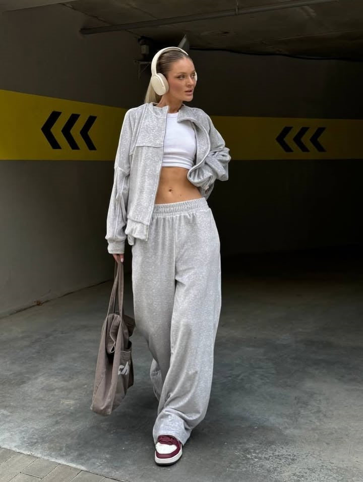 Dame Soft Relaxed-Fleece-Sæt med høj talje Stilla