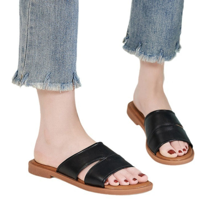 Dame mode slippers med krydsede remme Stilla
