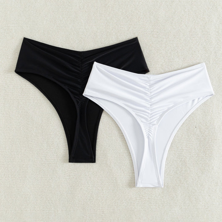 Damer højtaljede bikini-bukser med elegant flæse-design Skovae