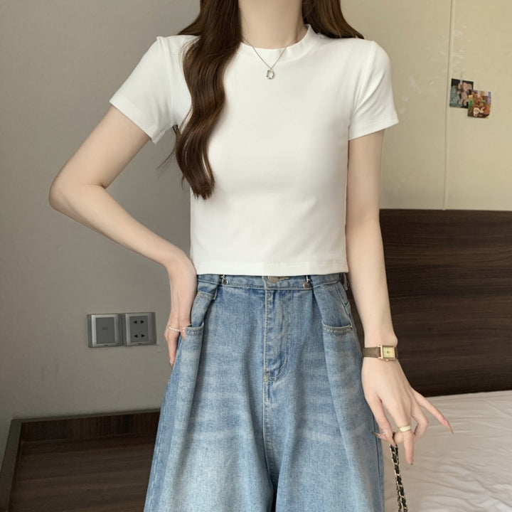Femme Cropped Enganzt T-Shirt Stilla