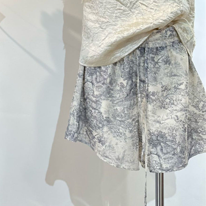 Femme Afslappet Pasform Vintage-inspirerede Trykte Shorts Stilla