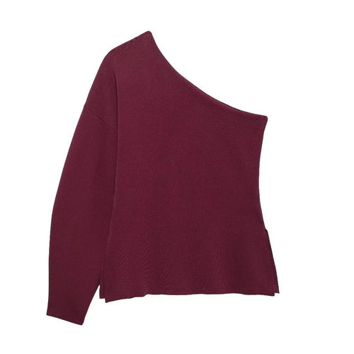 Femme Asymmetrisk Strikpullover Stilla