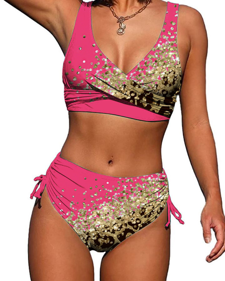Dame bikini-sæt med innovativt indpakningsdesign og elegante flæsedetaljer Stilla