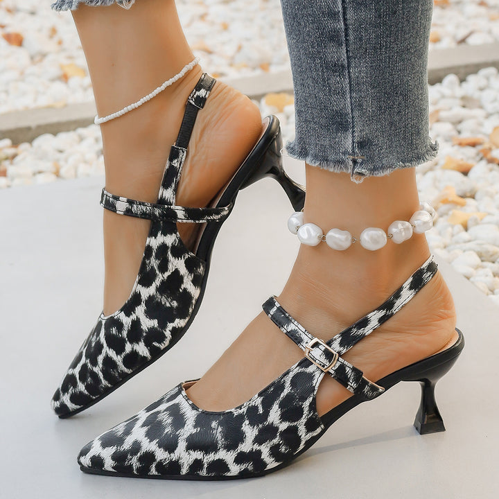 Dame Slingback Pumps med elegant leopardmønster og moderigtigt rem Stilla