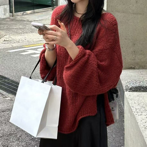 Stilla | Størrelse Pullover Grovstrik Off Shoulder Langærmet Fritidsfit