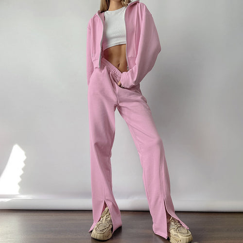 Dame sporty cropped hoodie- og slipset med sidelæns deling Stilla