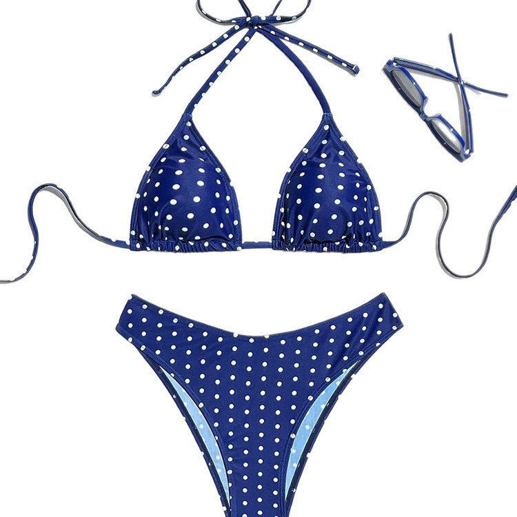 Dame triangel-bikini med dekorative prikker Skovae