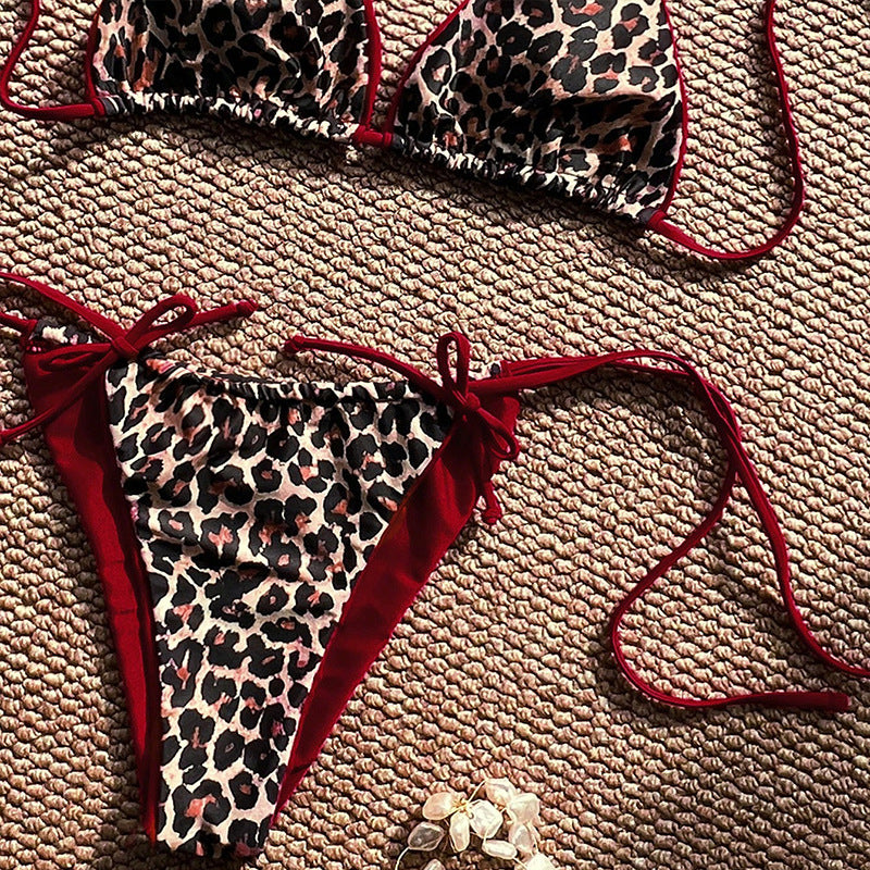 Dame triangel-bikini med legesyg animal-print