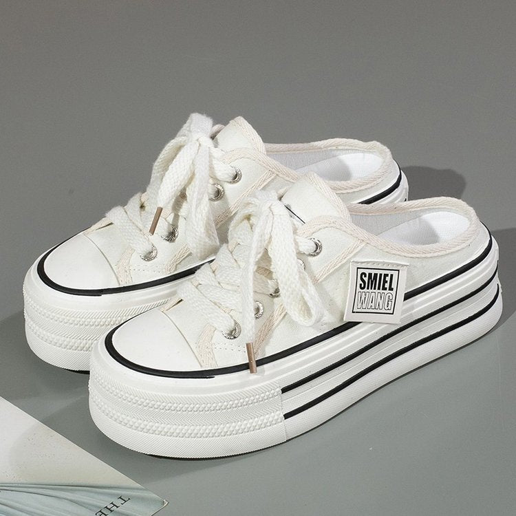 Dame Komfortable Platform Sneakers med åndbart canvas-overmateriale og fleksibel sål Stilla