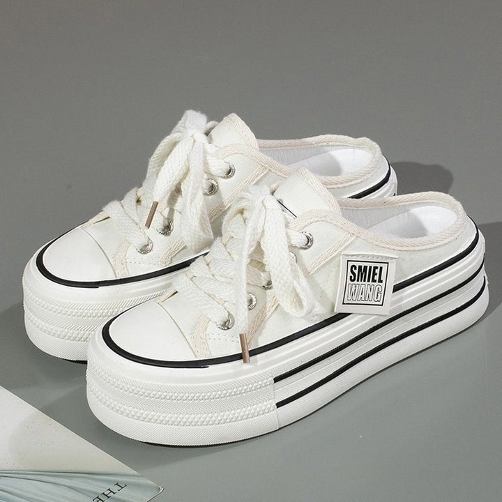 Dame Komfortable Platform Sneakers med åndbart canvas-overmateriale og fleksibel sål Stilla