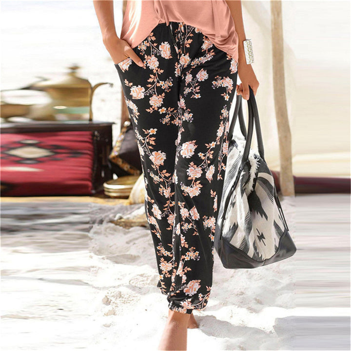 Dame let Jersey-bukser med blomsterprint Stilla