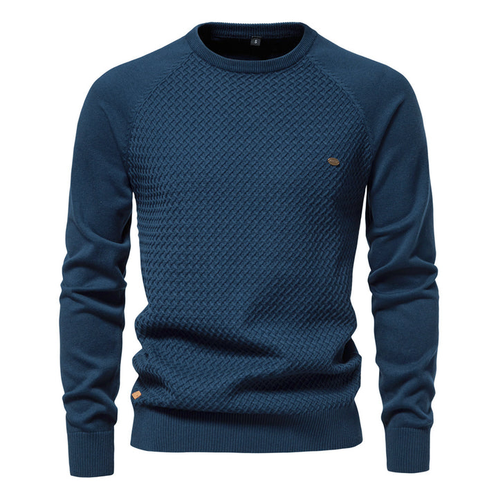 Herrer strukturpullover med moderne vaffelmønster og rund halsudskæring Stilla