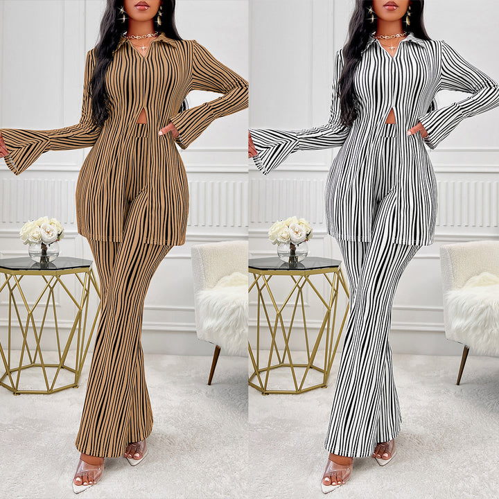 Dame elegant jumpsuit med iøjnefaldende striber og udskåret overdel Stilla