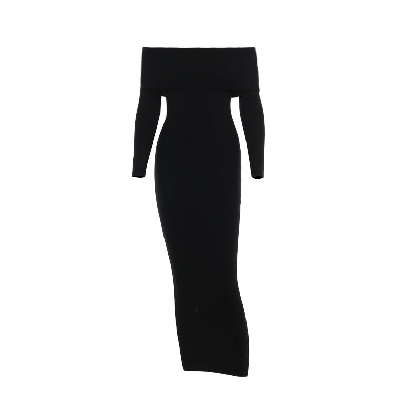 Dame off-shoulder maxikjole med lange ærmer og elegant snit Skovae