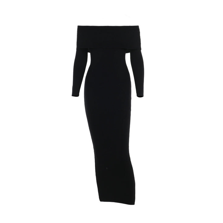Dame off-shoulder maxikjole med lange ærmer og elegant snit Skovae