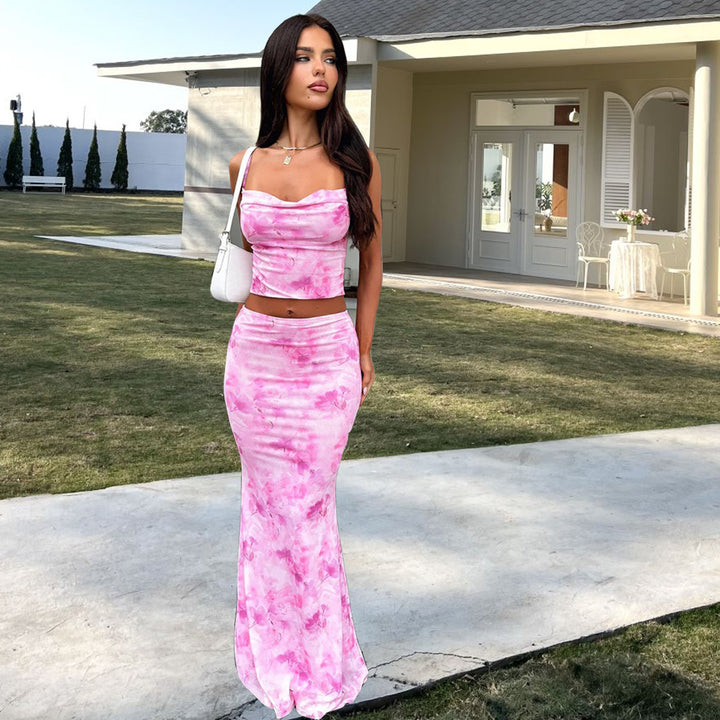 Dame Elegant cropped Top og svajende Maxi-bukser Sæt Skovae