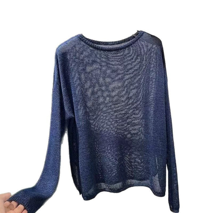 Dame afslappet, gennemsigtig sweater med løs pasform og fint strikmønster Stilla