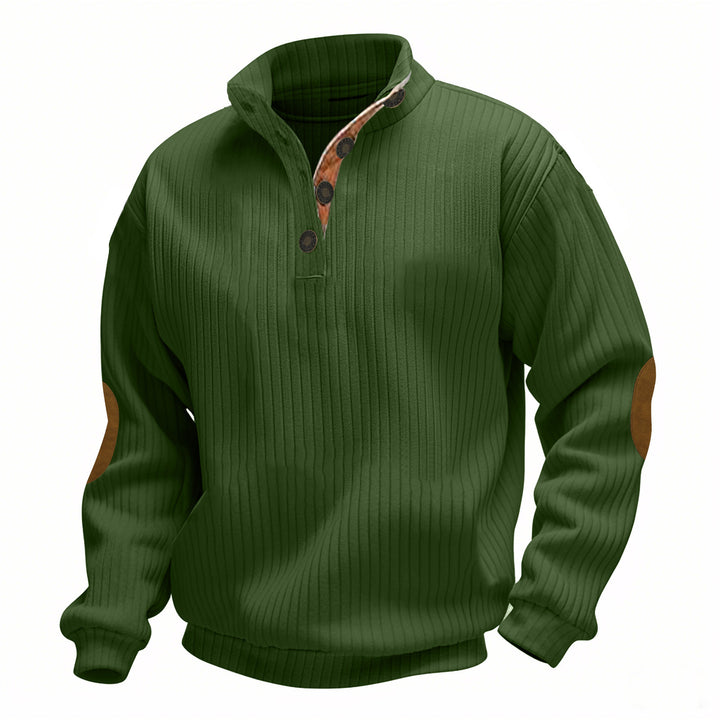 Herrer pullover med struktureret design og læderdetaljer Stilla