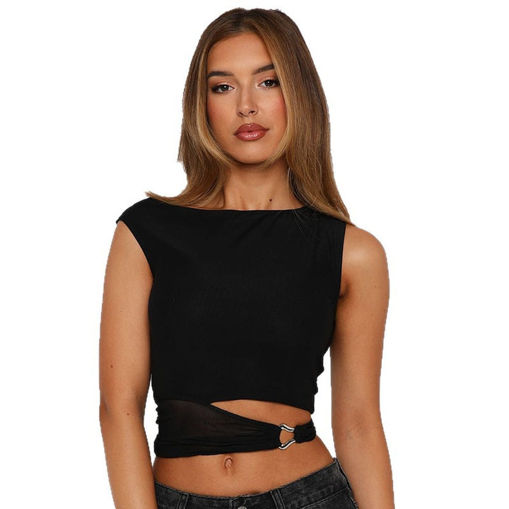 Damer Crop-top med smart wrap-design og dekorativt bælte Skovae